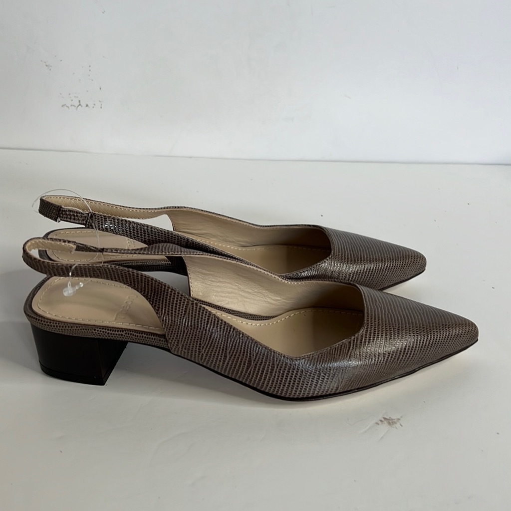 Theory Block Women’s Leather Slingback Shoes In Lizard Print Size 35